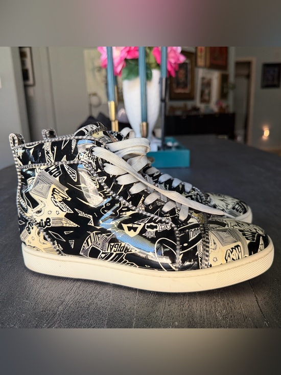 Christian Louboutin Other - Christian Louboutin Black & White Graphic High-Top Sneakers
